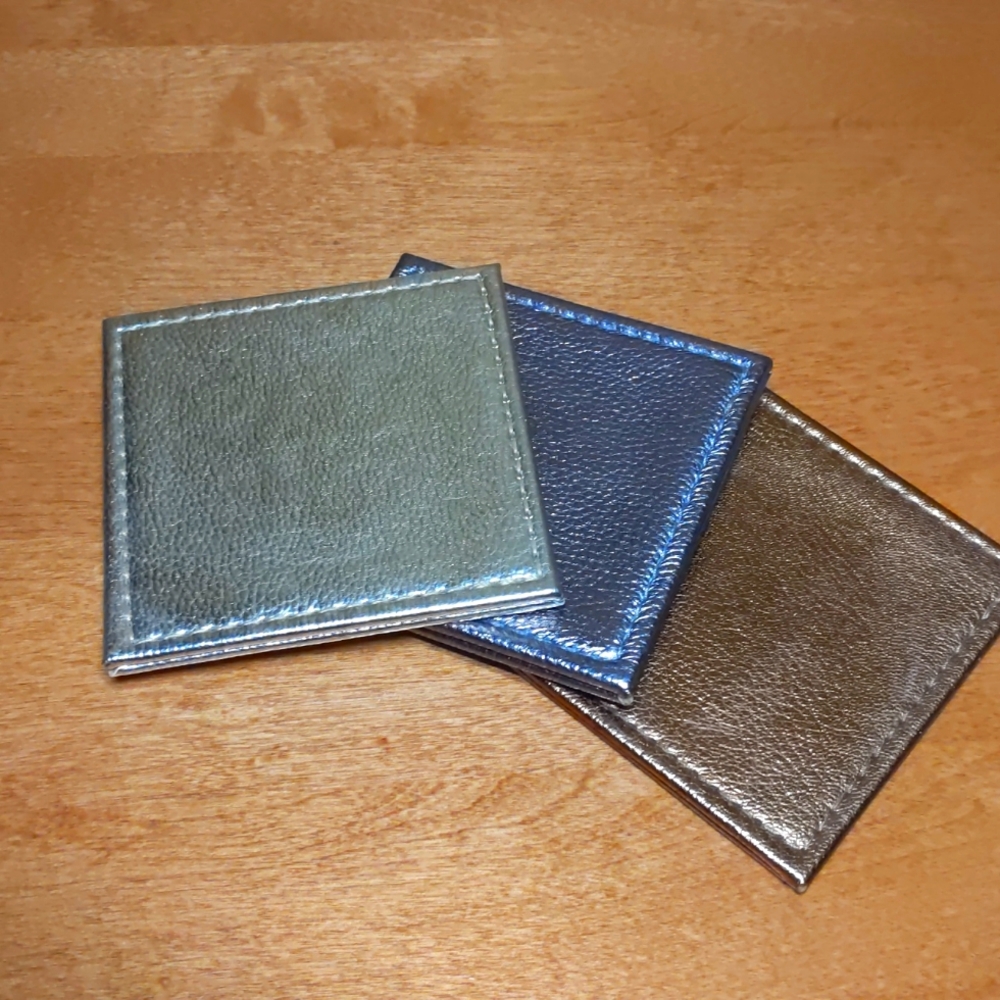 3 metallic square coasters